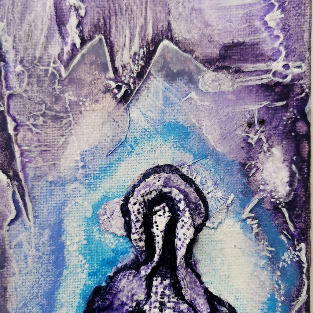 "Eiszeit" 12/2021 10 x 15 cm, Marmormehl, Gipsbinde, Pigmente, Ölfarbe auf Malplatte ●