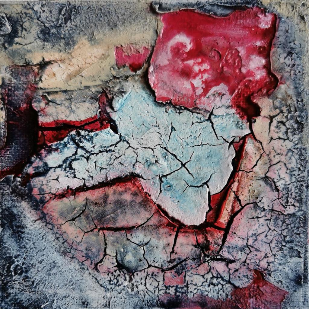 "Wunde" 01/2022, 10 x 10 cm, Marmormehl, Ölfarbe auf Malplatte