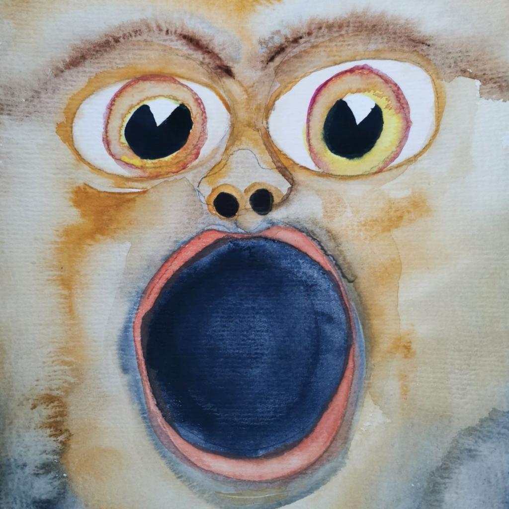 "Maki Macaco Monkey" 2/2025, 24 x 17 cm, Aquarell auf Papier