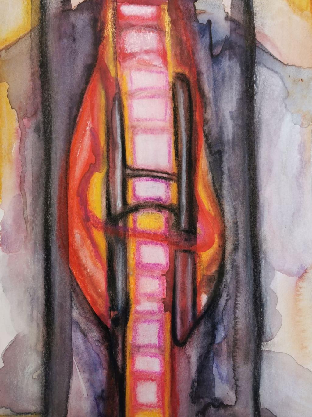 "Stabilisierung" 2/2025  32 x 24 cm, Aquarell und Pastellkreide auf Papier 