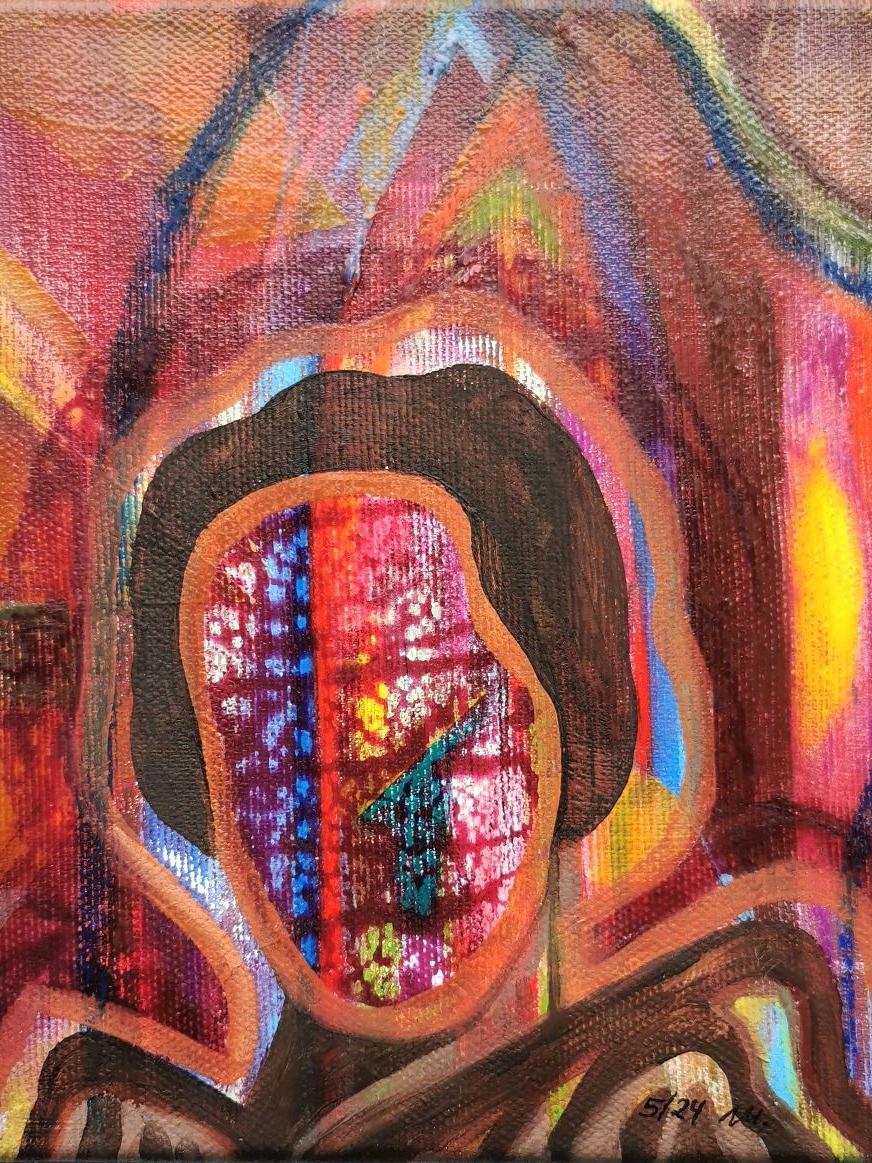"Portrait einer Frau 2"  5/24 20x20cm Öl, Ölkreide auf Leinwand 